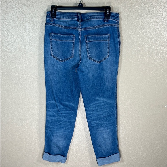 J. Jill High Rise Straight Denim Jeans Size 4 Cuffed Detail - Picture 4 of 5
